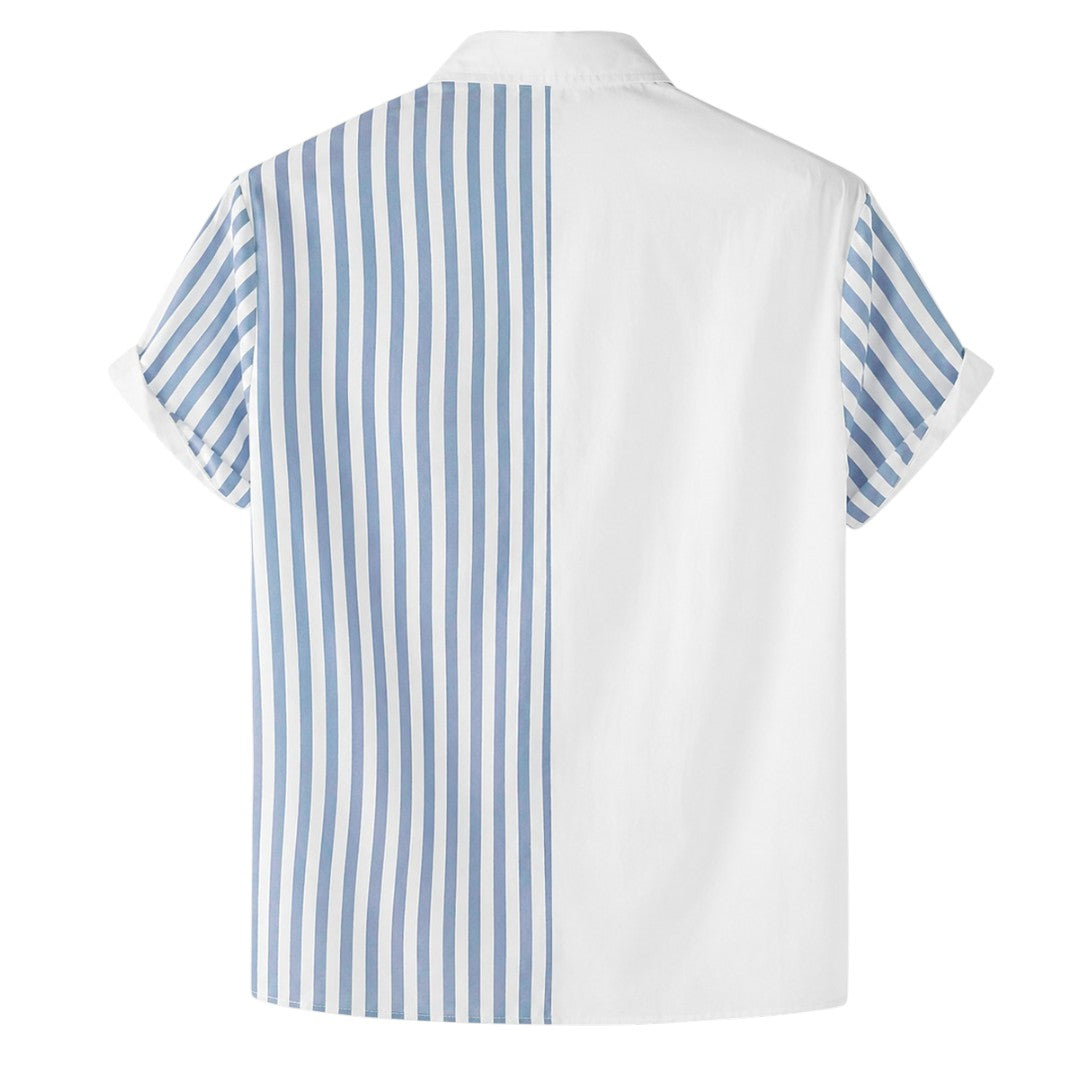 Seaport Island Fashion Men’s White & Brown Textured Color Block Polo T-Shirt