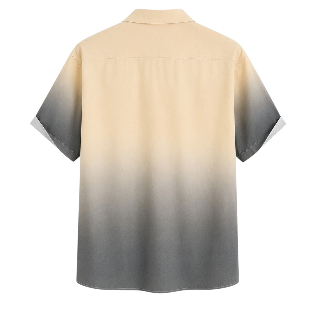 Seaport Island Fashion Men’s Beige & Grey Ombre Short Sleeve Casual Shirt