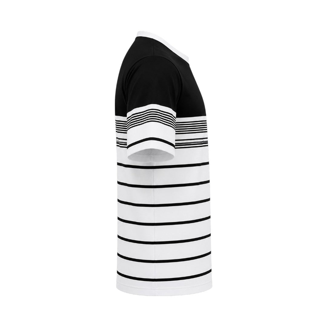 Seaport Island Fashion Men’s Black Color Block Stripe Crew Neck T-Shirt
