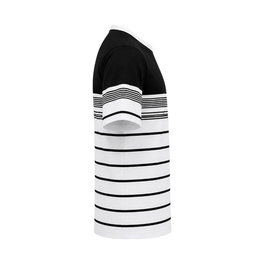 Seaport Island Fashion Men’s Black Color Block Stripe Crew Neck T-Shirt