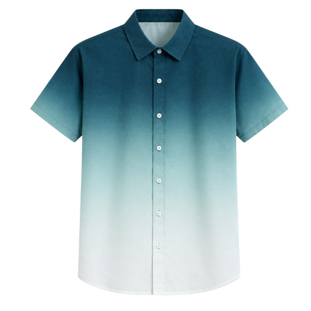 Seaport Island Fashion Men’s Blue Ombre Short Sleeve Casual Shirt