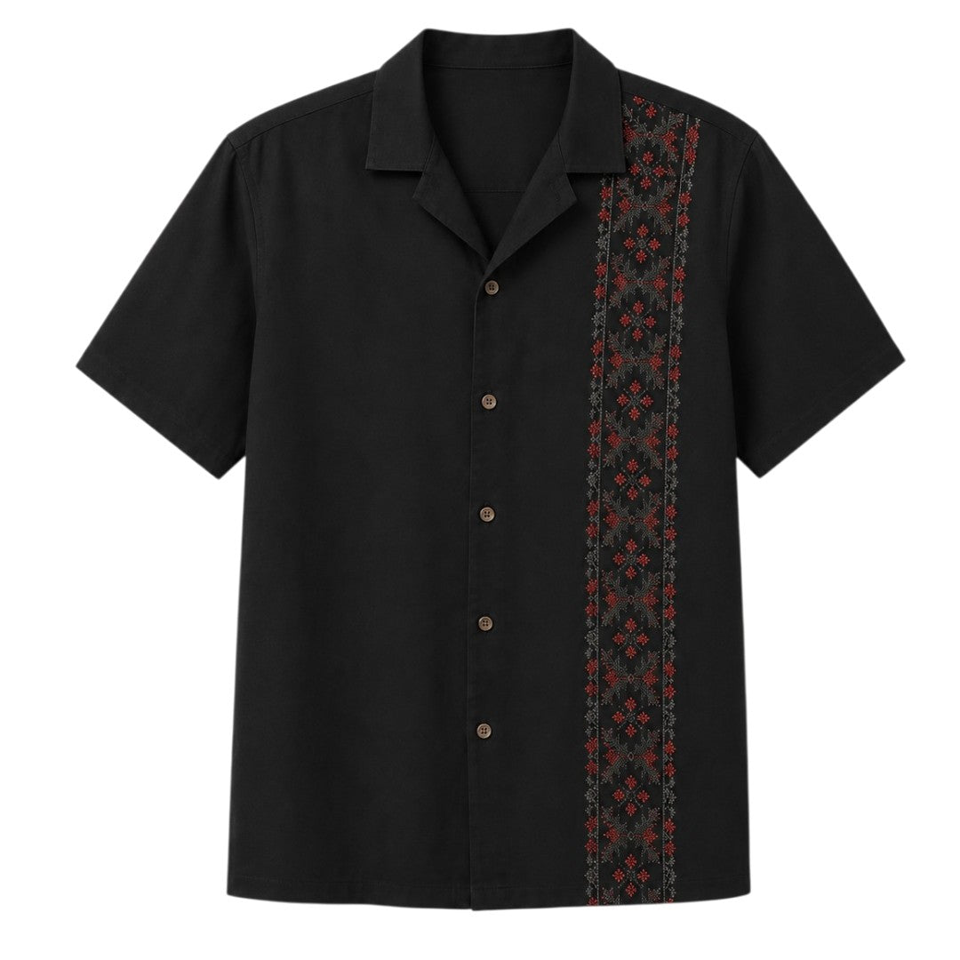 Seaport Island Fashion Men’s Classic Black Short Sleeve Casual Shirt