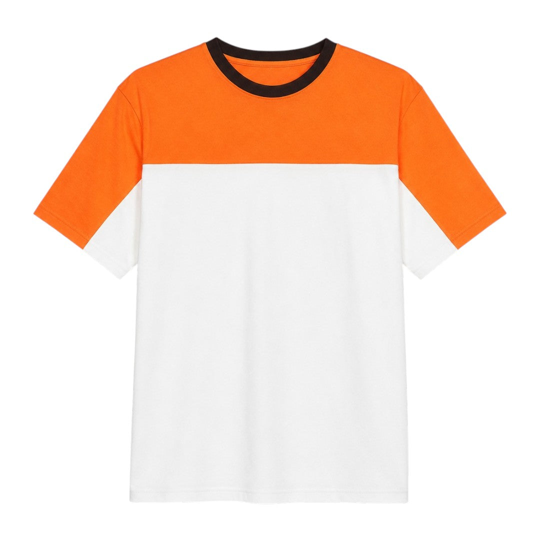 Seaport Island Fashion Men’s Orange & White Color-Block Crew Neck T-Shirt