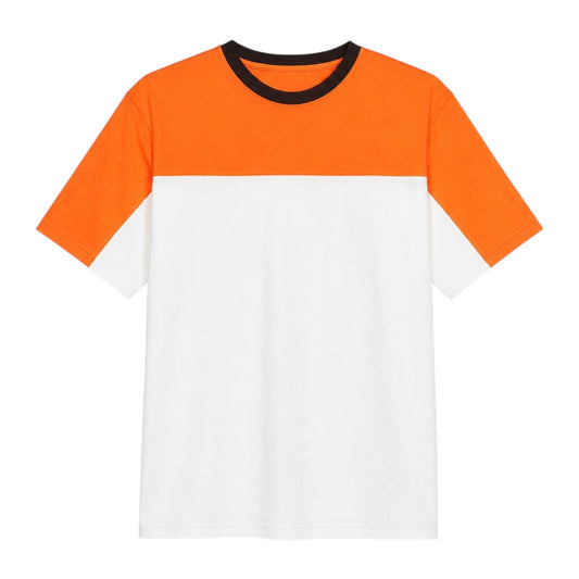Seaport Island Fashion Men’s Orange & White Color-Block Crew Neck T-Shirt