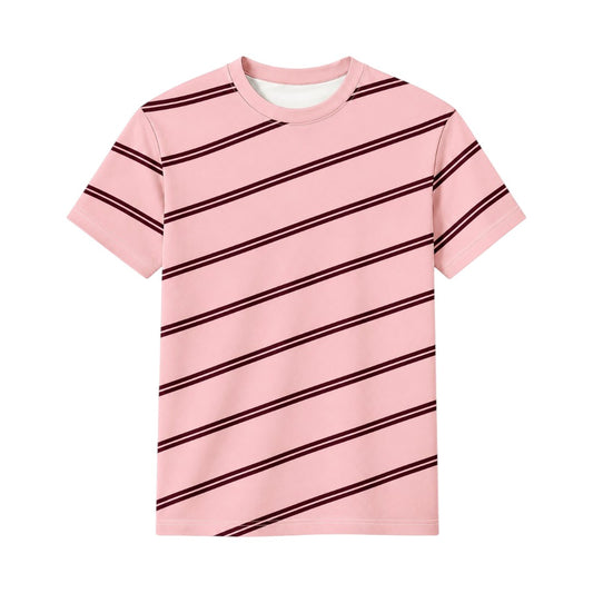 Seaport Island Fashion Men’s Pink Diagonal Stripe Casual T-Shirt