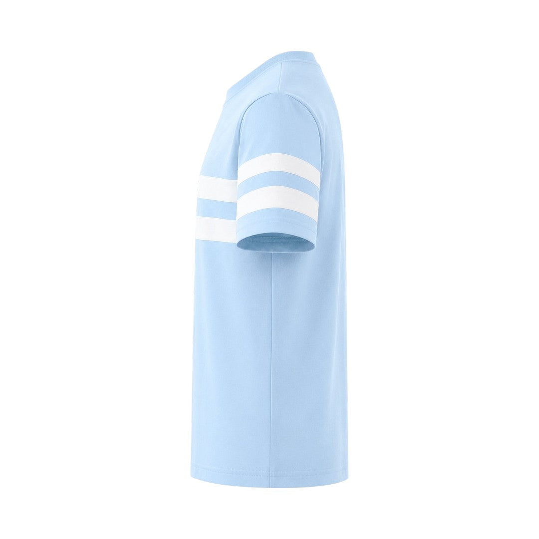 Seaport Island Fashion Men’s Sky Blue & White Stripe Crew Neck T-Shirt