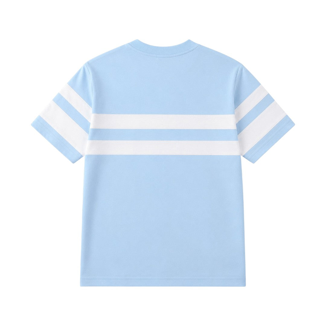 Seaport Island Fashion Men’s Sky Blue & White Stripe Crew Neck T-Shirt