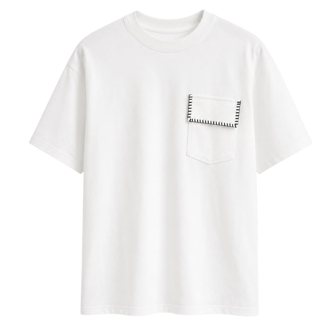 Seaport Island Fashion Men’s White Pocket Detail Crew Neck T-Shirt