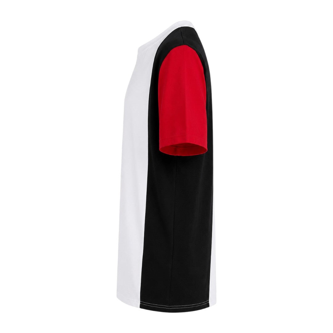 Seaport Island Fashion Men’s White, Black & Red Colour-Block Crew Neck T-Shirt