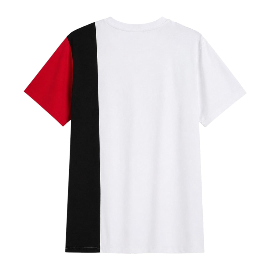 Seaport Island Fashion Men’s White, Black & Red Colour-Block Crew Neck T-Shirt