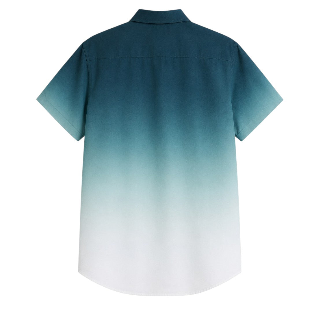 Seaport Island Fashion Men’s Blue Ombre Short Sleeve Casual Shirt